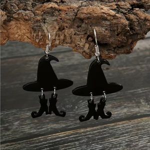 Dangle Witch Hat and Boots Retro Earrings